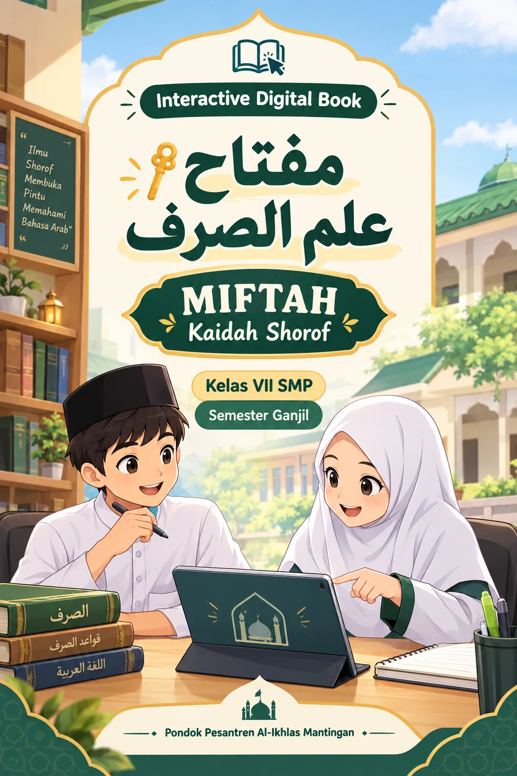 Sampul Buku Digital Interaktif Miftah Kaidah Shorof Kelas VII SMP Semester Ganjil Pondok Pesantren Al-Ikhlas Mantingan